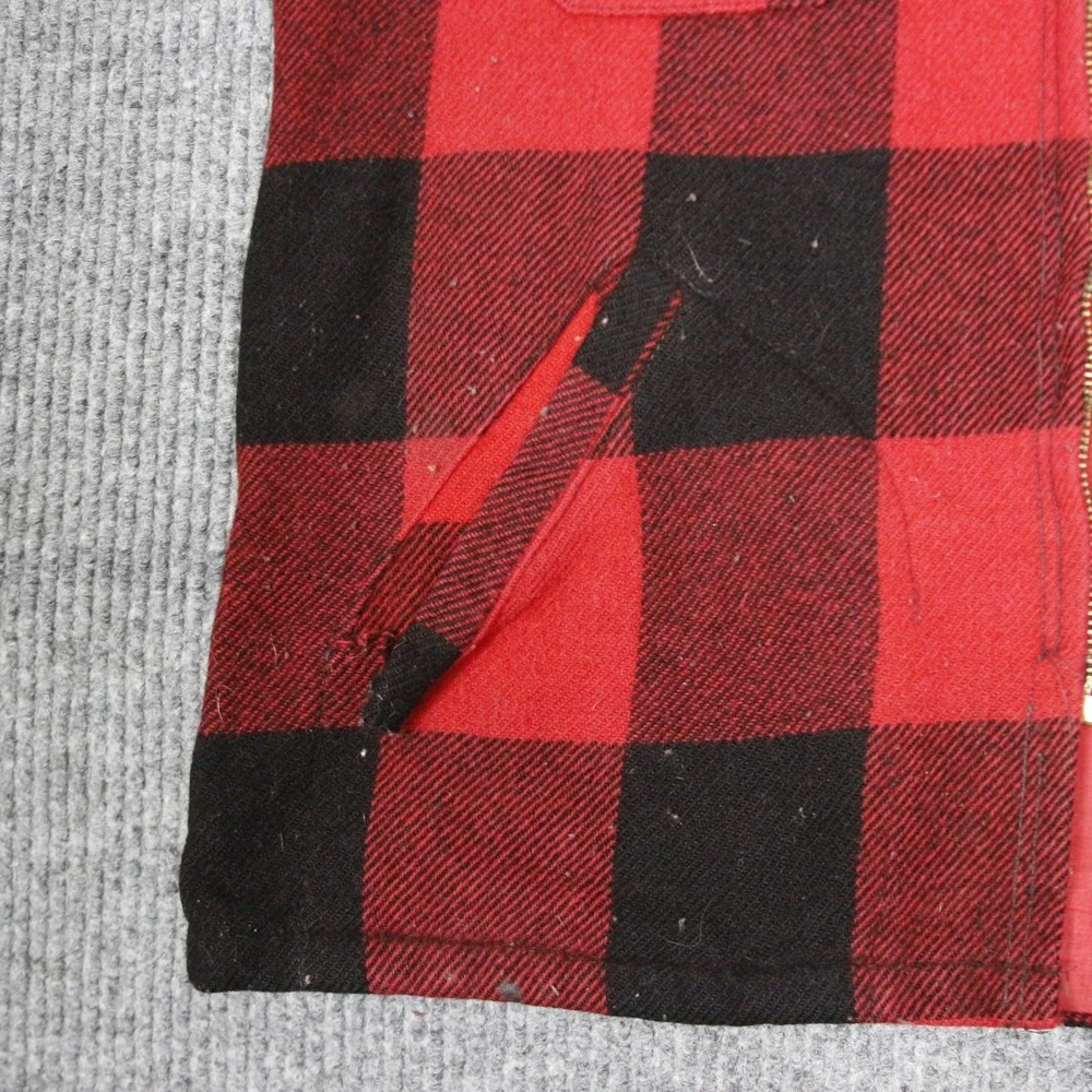 Vintage 50s LL Bean Wool Buffalo Plaid Cruiser Jacket Mens‎ Red Black Full Zip